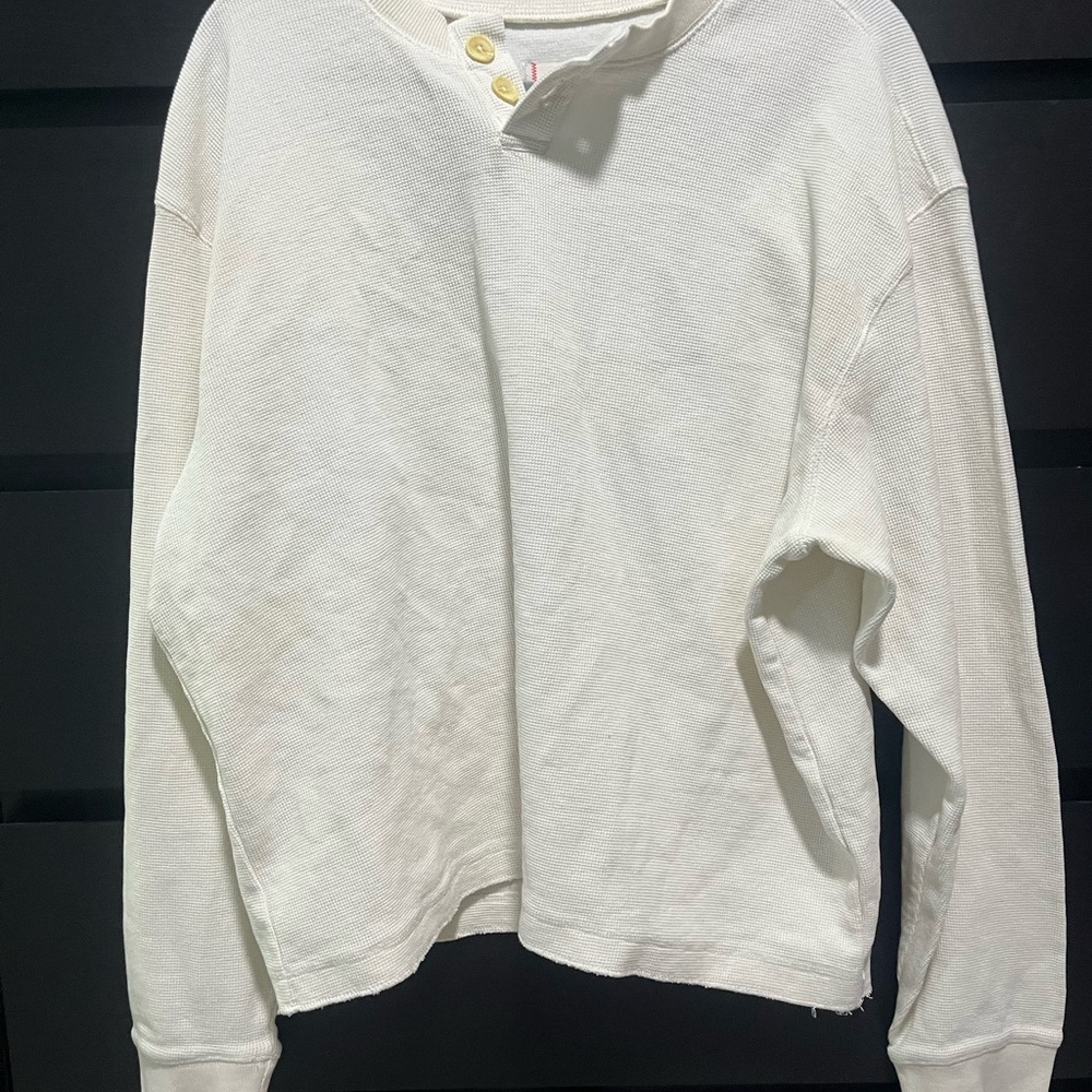BDG White Button-Up Henley